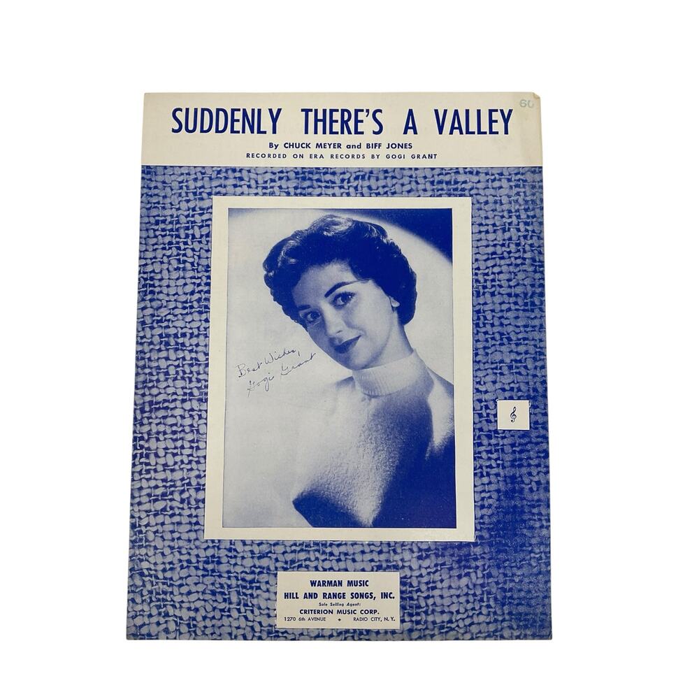 Suddenly Theres A Valley Sheet‎ Music Chuck Meyer Biff Jones Gogi Grant